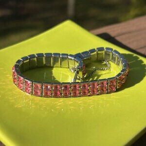 ALBERT WEISS 2-Row Pink Rhinestone Tennis BRACELET